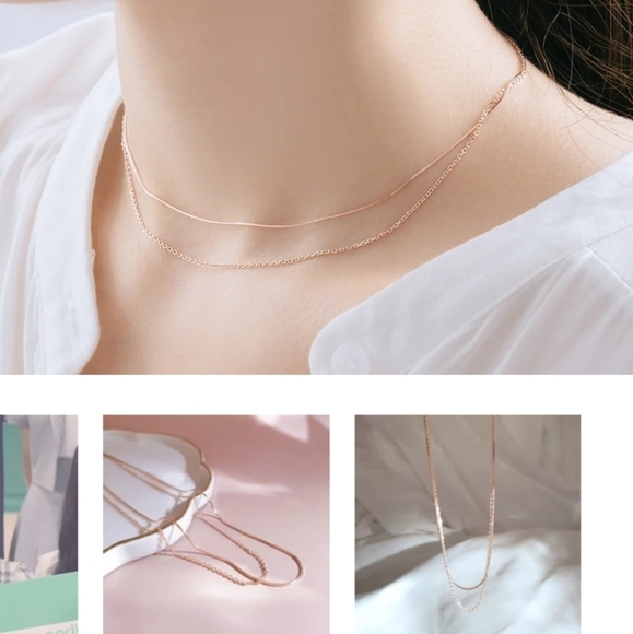 NEW 18k Rose Gold Plated Double Layer Necklace - Picture 9 of 10